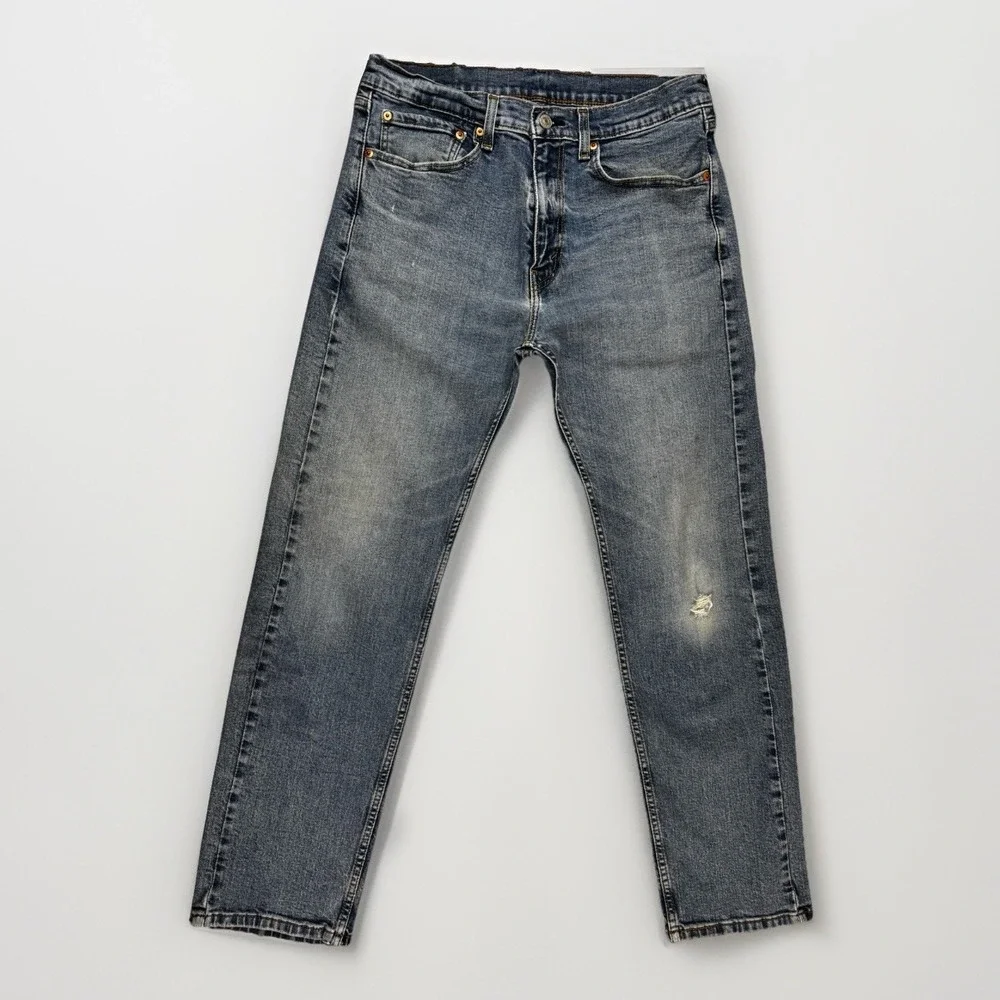 Levi's 505 Mens Jeans 34X32 Blue Straight Medium Wash Denim 5 Pocket Durable - Picture 1 of 11